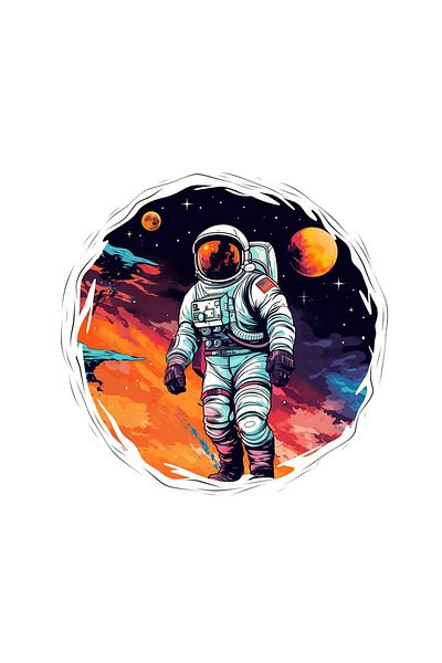 INOVATIX Set de 8 piese, autocolant cu astronautul în spațiu Eric, INOVATIX®. 6 cm