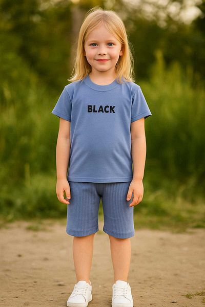 mb kids Black Print Cord Shorts Basic Girls Boys Summer Shorts Set