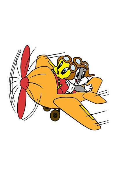 INOVATIX Set de 8 piese, autocolant Baby Looney Tweety în avion, INOVATIX®. 6 cm