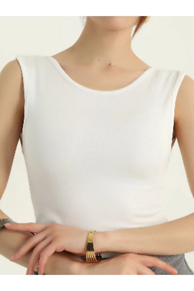 zucamoda White Low-Cut Blouse