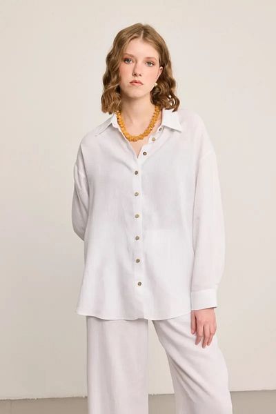 Gusto Relaxed Fit Linen Shirt - White