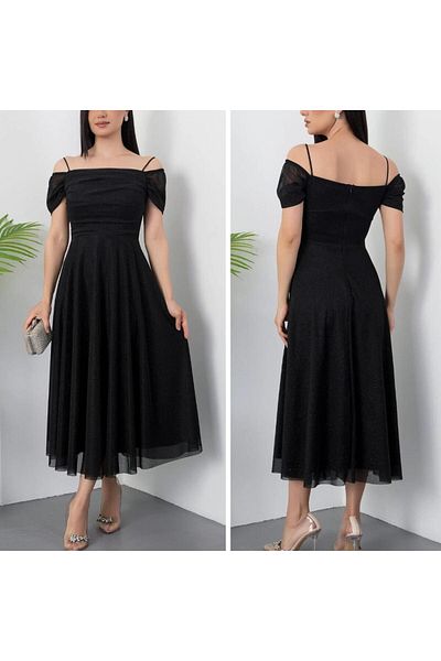 CİXAPLE Strappy Glitter Tulle Evening Dress