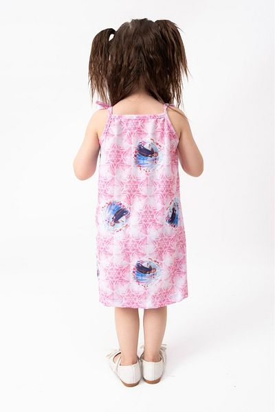 Burliva Yazlik Girl's Printed Dress with Rope Strap
