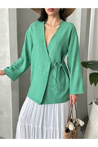 MD trend Women's V-Neck Tie-Up Kimono
