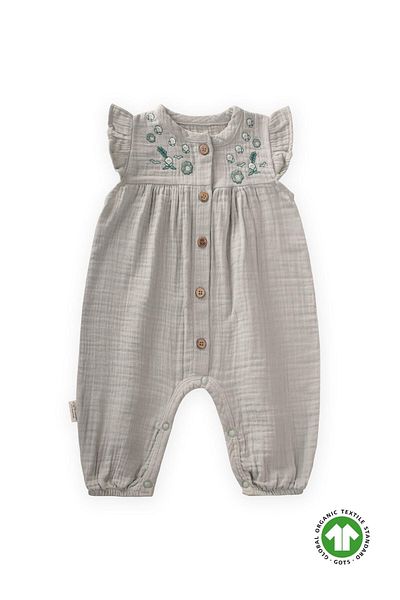 Cigit Organic Embroidered Muslin Jumpsuit 0-3 Years Water Green