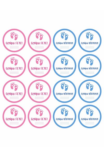 OEM Set of 16 stickers for Gender Reveal party - Team Boy Team Girl, diameter 9 cm