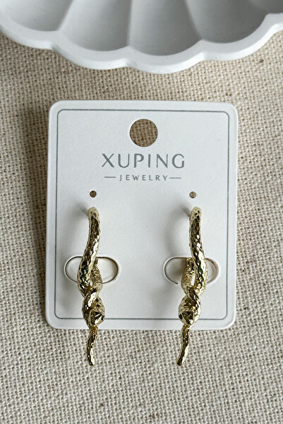 Modacaprea Xuping 14K Yılanlı Asimetrik Kadın Küpe – Kararmaz | Kadın Takı Xuping Küpe