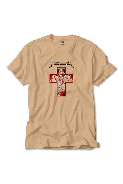 Z zepplin Μπλουζάκι Metallica Silhouettes Inside The Cross Cream