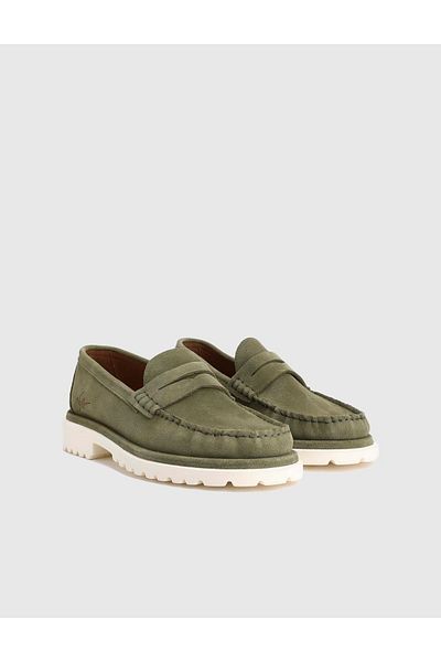 İLVİ Crowle Suede Leather Green Men's Loafer Shoes