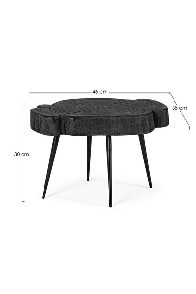 Bizzotto Coffee table with iron legs and black wooden top Zakia 46 cm x 35 cm x 30 h