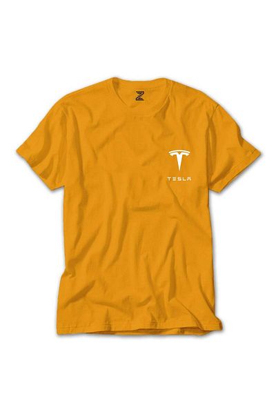 Z zepplin Κίτρινο μπλουζάκι με κείμενο λογότυπο Tesla