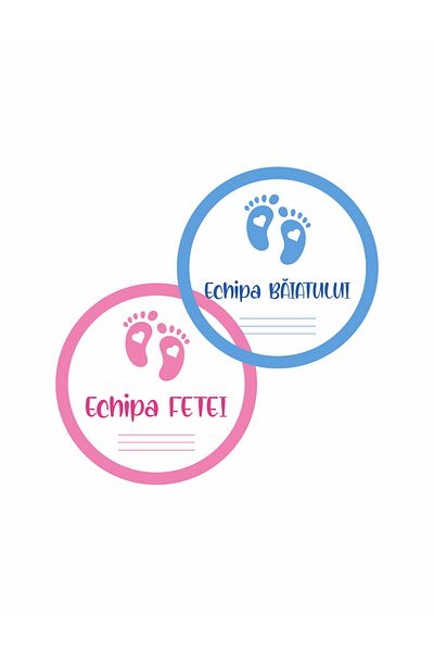 OEM Set of 16 stickers for Gender Reveal party - Team Boy Team Girl, diameter 9 cm