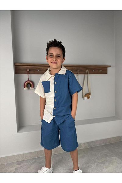 MİNYON BABY Boy's Muslin Fabric Bottom Top Shirt Suit