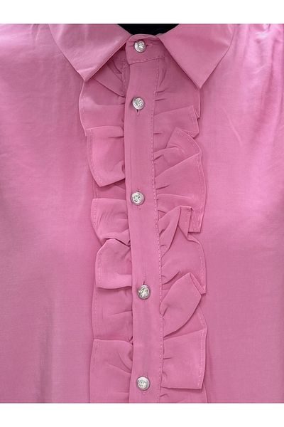 Mihra Ravessa Cupra Frilly Tunic-ZN4145 Ροζ