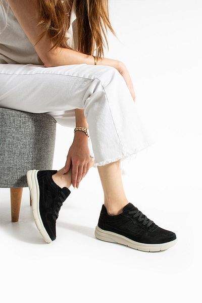 Getcho Sverko Suede Black Women's Genuine Leather Sports Shoes Comfortable Thick Sole Orthopedic Lightweight Sneaker