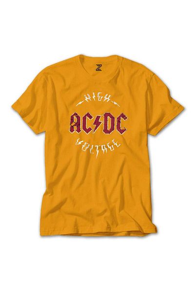 Z zepplin Vintage κίτρινο μπλουζάκι με λογότυπο Ac Dc