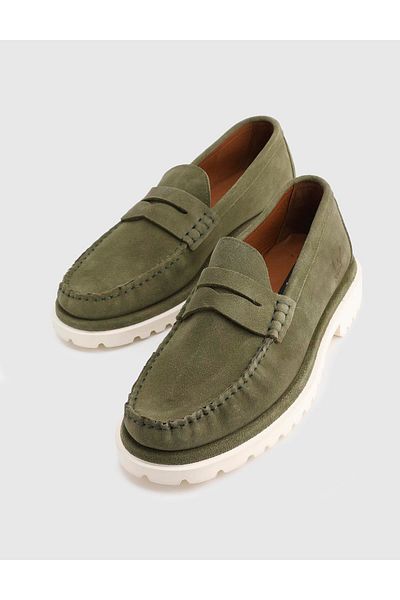 İLVİ Crowle Suede Leather Green Men's Loafer Shoes