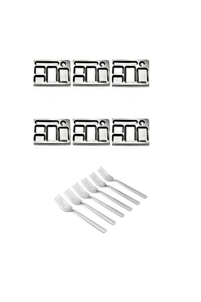 Becenhouse 12 Piece Steel Breakfast Picnic Tabildot Set (6 Pieces). Dessert Fork 6 Pcs. Mini Table D'Hôte 28*19 cm)