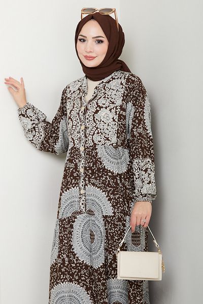 InStyle Φόρεμα με μοτίβο Mandala καφέ βισκόζη