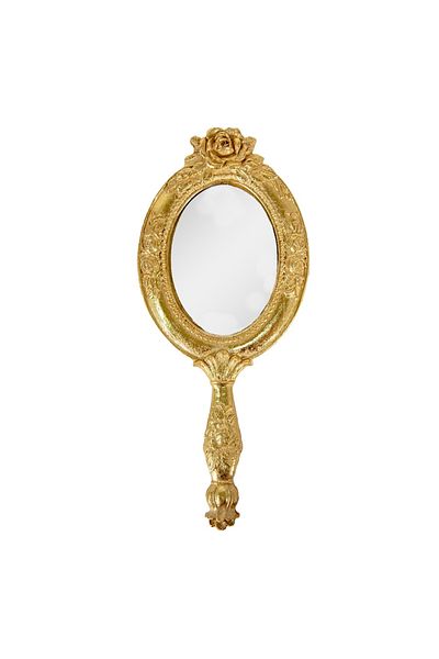 Clayre & Eef Hand mirror polyresin gold 10x1x25 cm