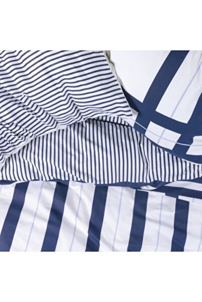 Cotton Box Striped linen double bed 100% cotton ranforce, Cotton Box, Nifty Navy blue