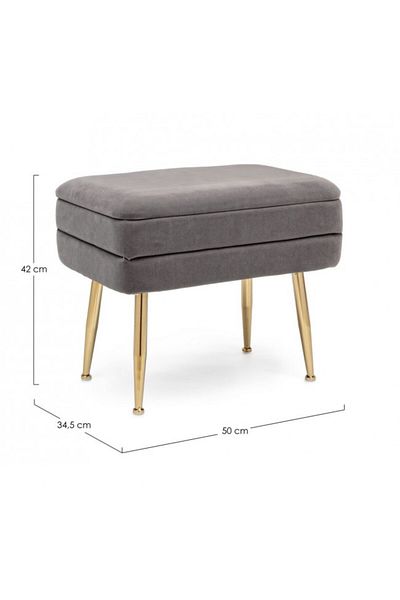 Bizzotto Banca catifea gri Pavlina 50x34,5x42 cm