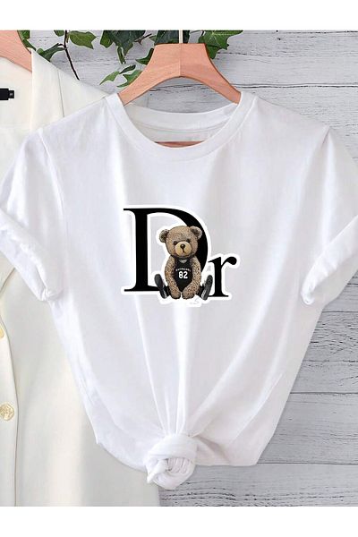 uyguntarz Unisex Dr. Bear Design Μπλουζάκι με στάμπα