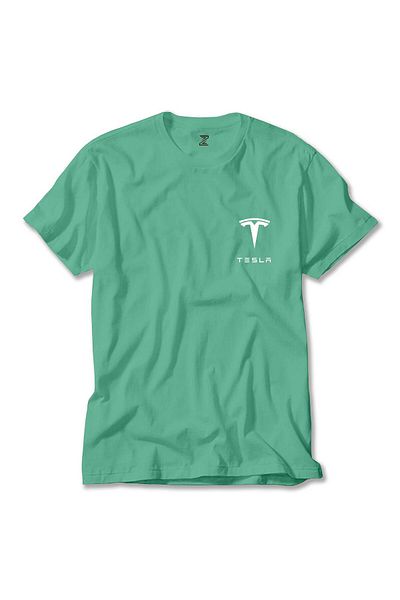 Z zepplin Πράσινο μπλουζάκι με κείμενο με λογότυπο Tesla