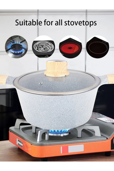 X SPRING 9-piece Granite Coated Non-stick Kitchen Cooking Set, Pfoa-free,Suitable For All Stoves (Gray)