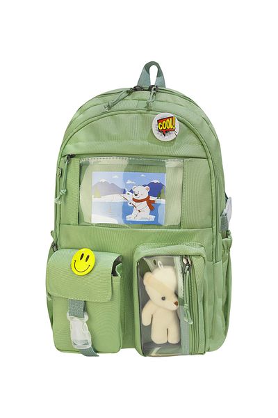 SippoTrade Kawaii Korean Style School Backpack with Accessories and Teddy Bear