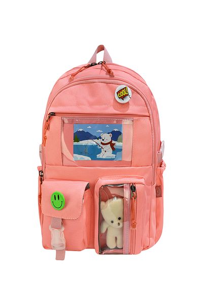 SippoTrade Kawaii Korean Style School Backpack with Accessories and Teddy Bear