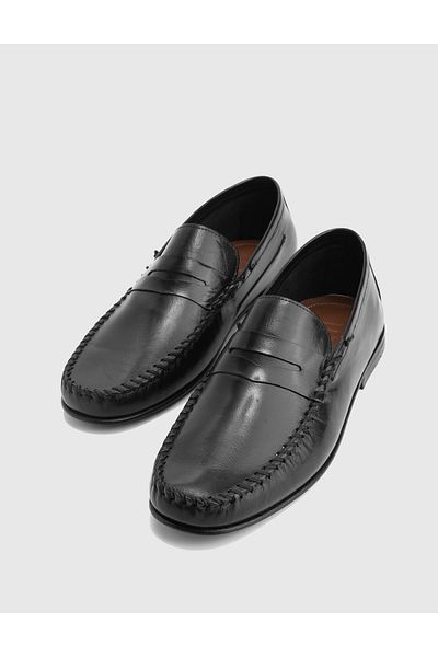 İLVİ Colne Genuine Leather Black Men's Loafer Shoes