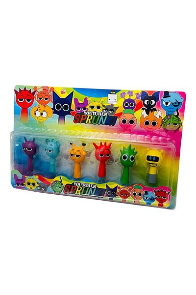 BaoBao Set of 6 Sprunki Figurines – Mini colorful plastic characters, 7cm, for play and collection, BaoBao