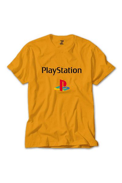 Z zepplin Κίτρινο μπλουζάκι με κείμενο λογότυπο Playstation