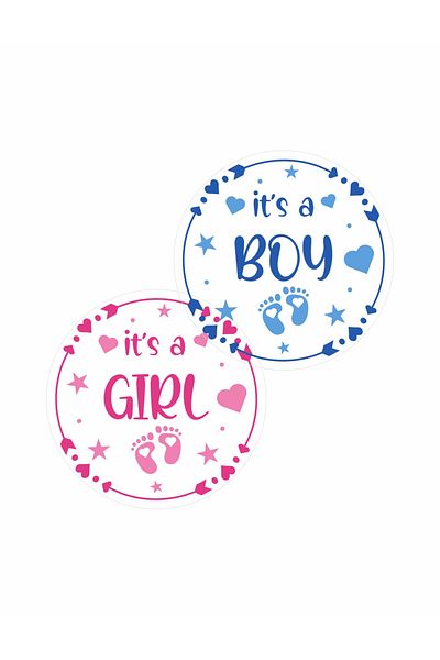 OEM Set of 32 stickers for Gender Reveal party - It's a boy It's a girl, diameter 4 cm, model 4