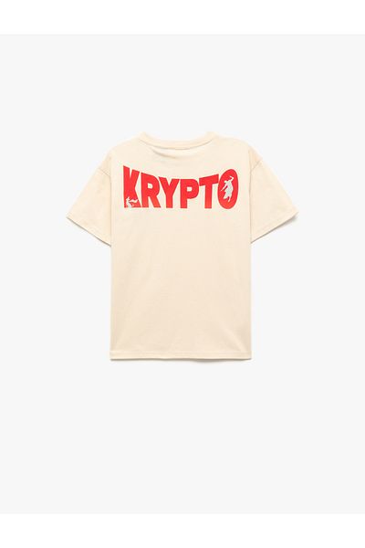 Koton Cotton Licensed Super Dog Crypto Printed Short Sleeve Crew Neck Oversize T-Shirt