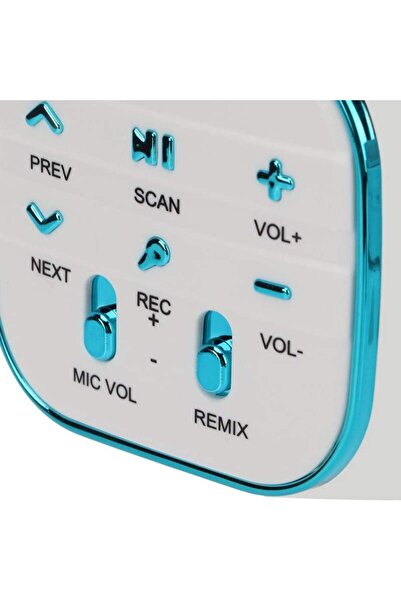 SIKS Microfon karaoke wireless, portabil, difuzor integrat, card Micro SD, USB, alb - albastru