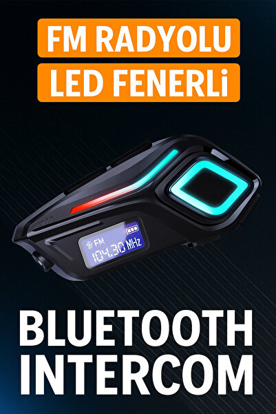 TECHNOMEN Bluetooth Motosiklet Intercom Cihazı – FM Radyolu, LED Fenerli, Kask İçi İletişim Sistemi