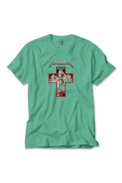 Z zepplin Metallica Silhouettes Inside The Cross Πράσινο T-Shirt