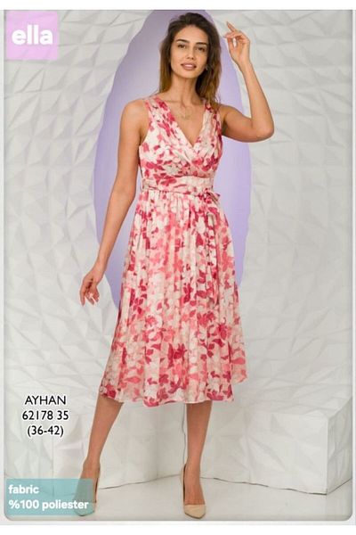 AYHAN Chiffon Lined Floral Dress