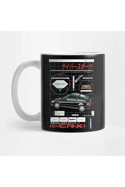 Pixxa Crx Civic Artwork Black Mug Cup