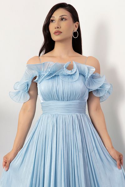 PULLIMM Rochie de seară cu decolteu în formă de inimă și fustă cu volane BAL139