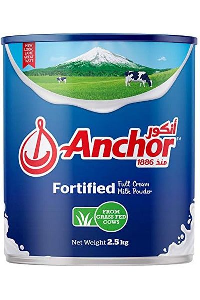 Anchor Milk Powder, Full Cream, Fortified with Vitamins & Minerals, No Preservatives, Ideal for Coff