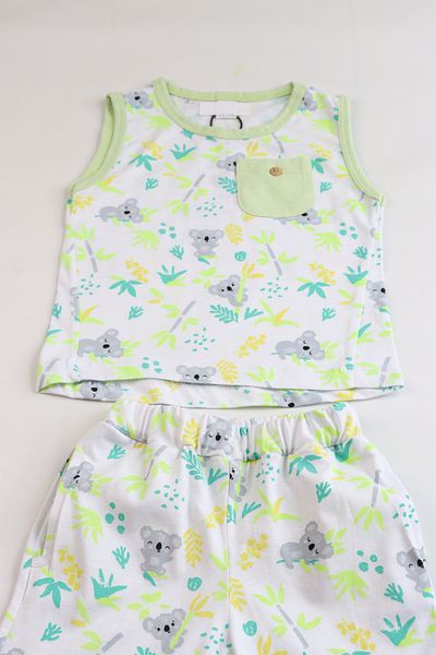 Pijamella Boy's Cute Pattern Sleeveless Undershirt Basic Top and Bottom Set with Shorts