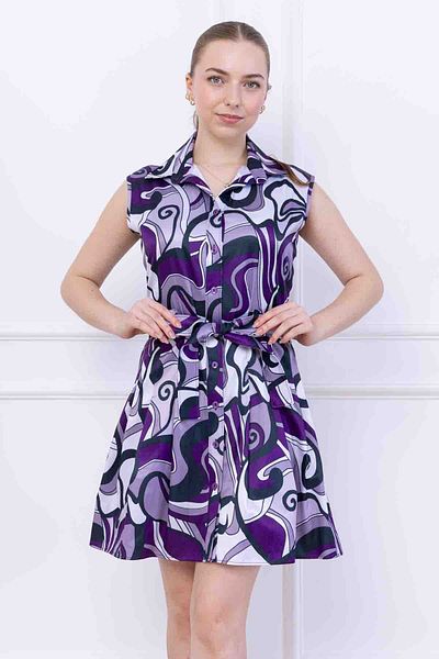 FİDEY Women's Shirt Dress Patterned Satin