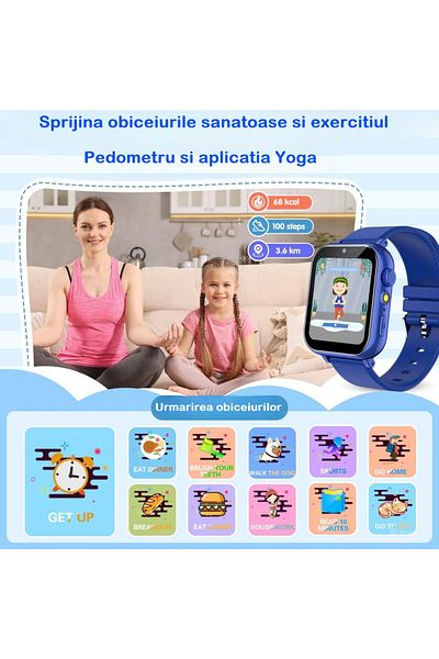 Smart Vibe Smartwatch Multifunctional pentru Copii MiniWATCH® eKiD36 1.69”HD, 24 Jocuri, Audiobooks, Blue