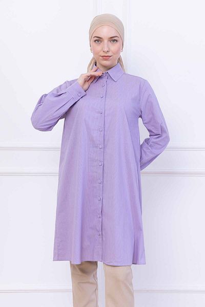 FİDEY Oversize Women's Tunic with Pattern Satin