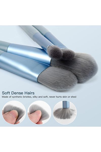 OEM Set of 8 makeup brushes with storage case, Blue