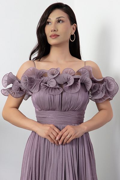 PULLIMM Rochie de seară cu decolteu în formă de inimă și fustă cu volane BAL139