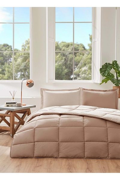 Özdilek Özdilek 100% Cotton (Elastic Sheet) Double Bed Set-Colourist Earth Milk Coffee
